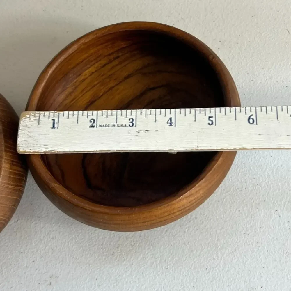 Solid Wood Bowl Hand Turned Decor Teak Wood 5.5
